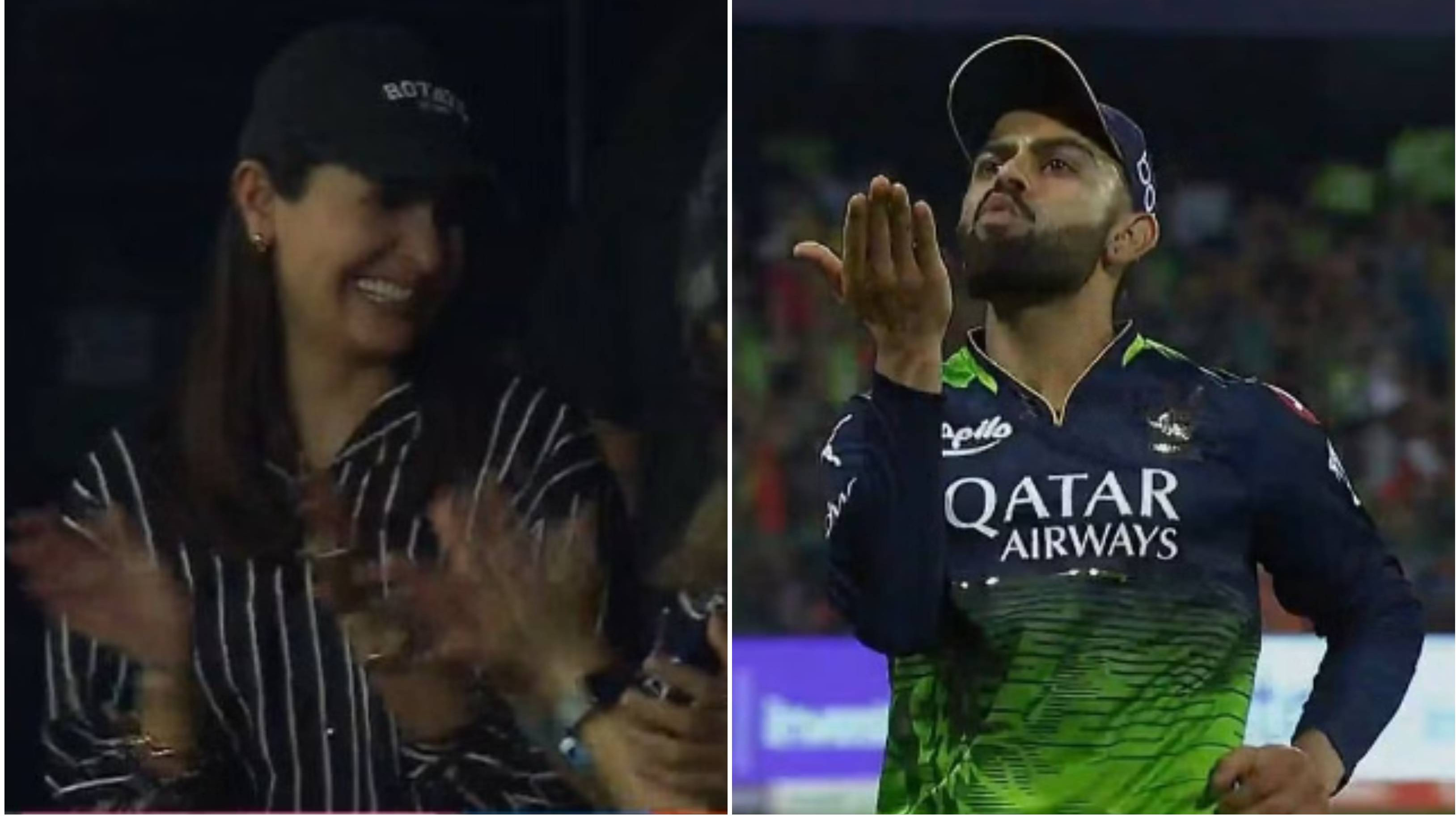 IPL 2023: WATCH – Virat Kohli blows kiss to wife Anushka Sharma during RCB-RR clash, video goes viral