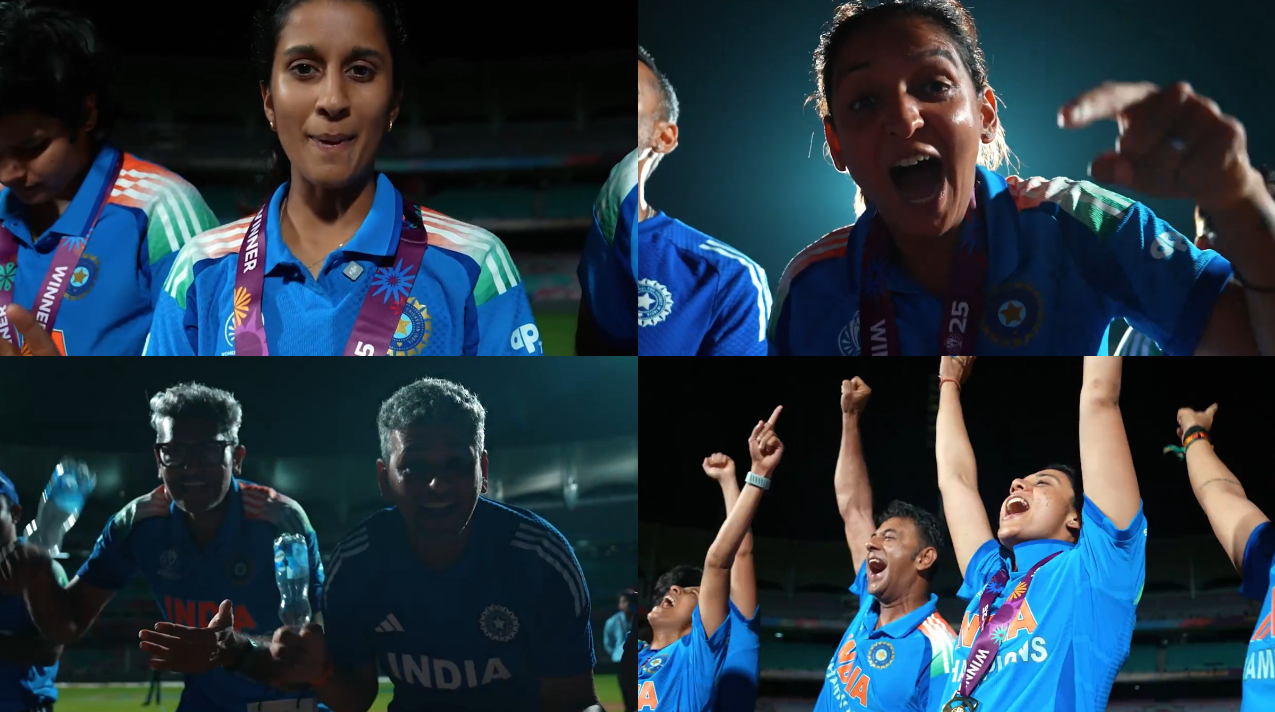 Indian women's team unveiling their team song after winning the World Cup | BCCI X