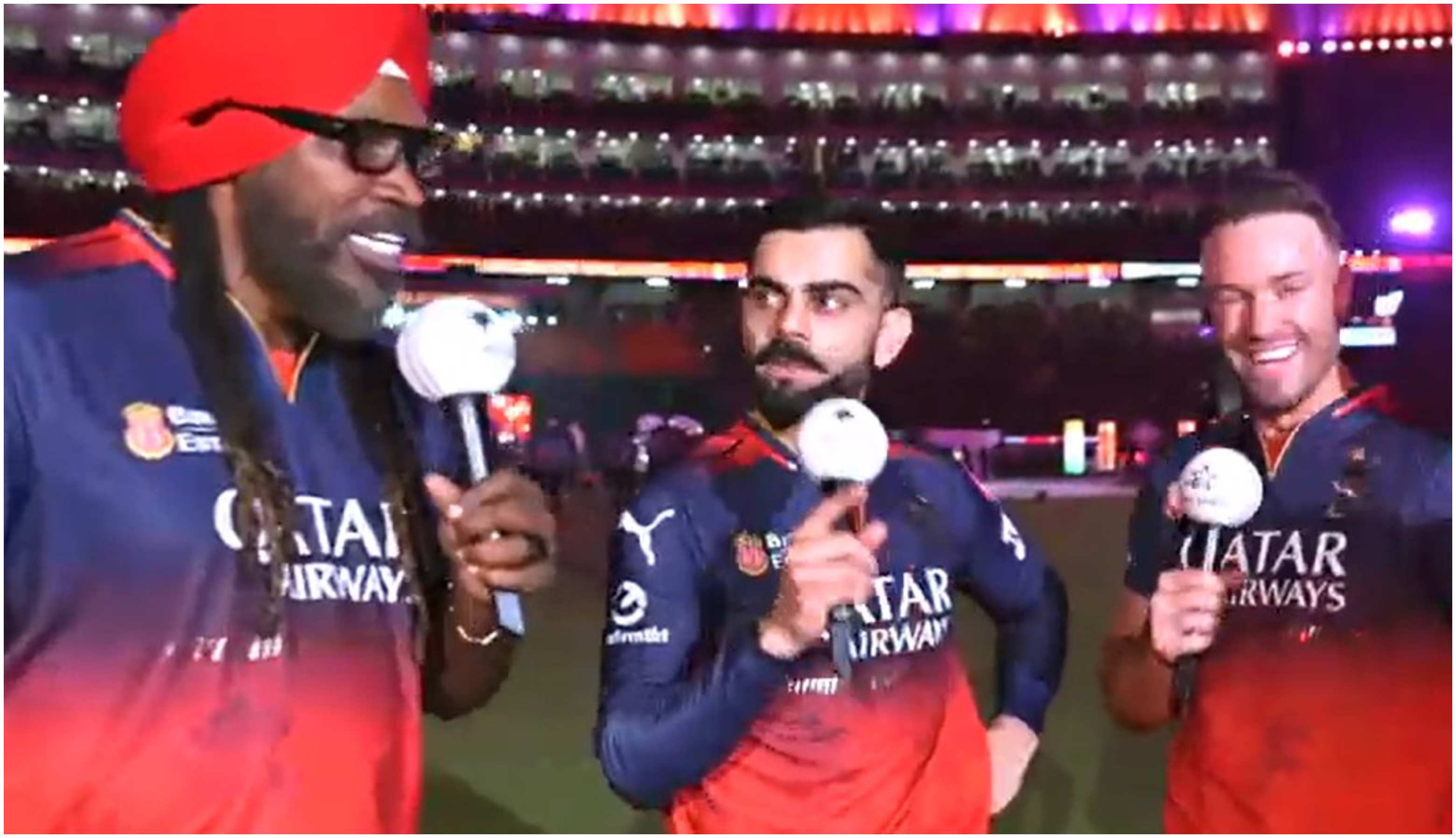 Virat Kohli with Chris Gayle and AB de Villiers | X