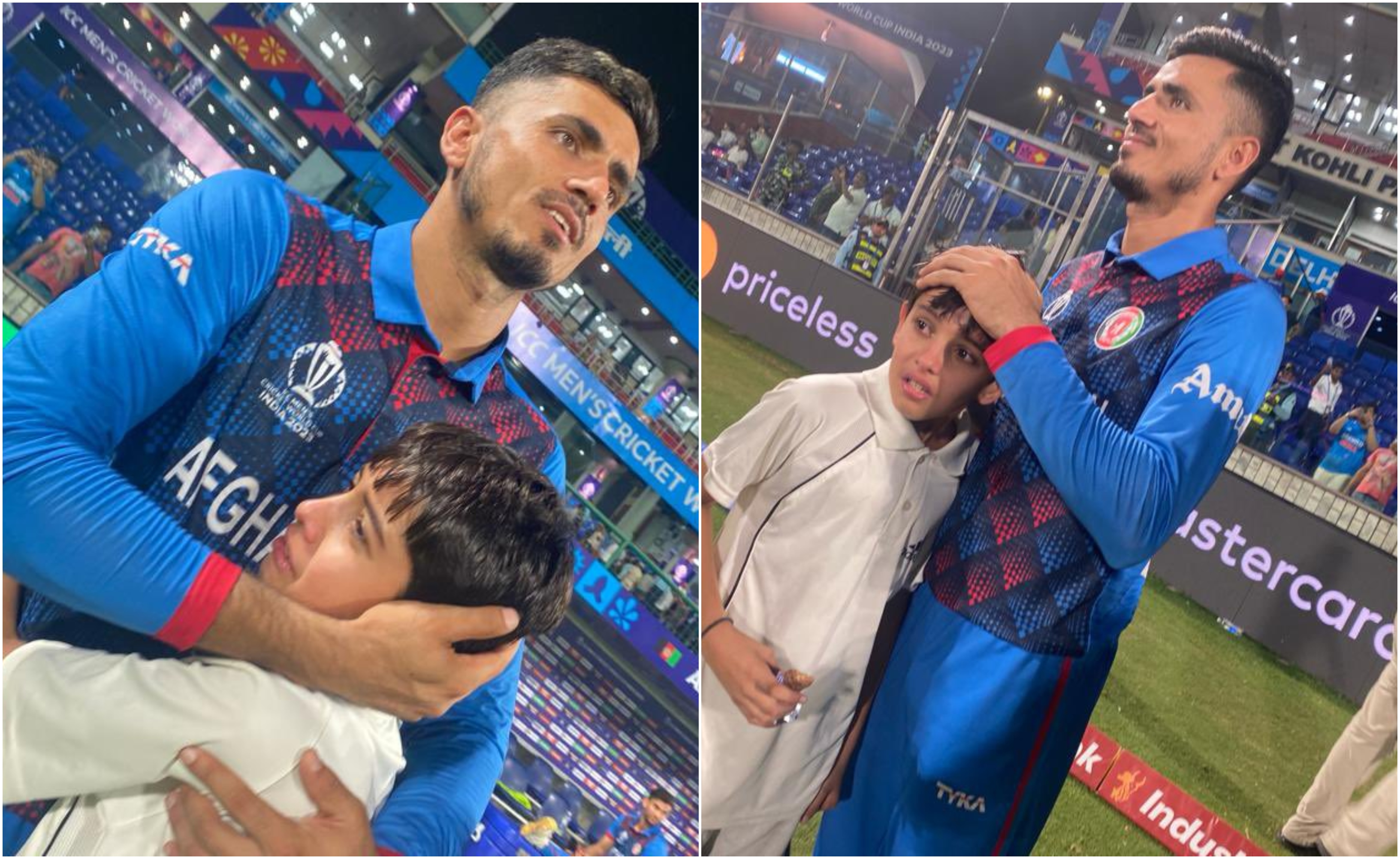 Mujeeb Ur Rahman consoling the little fan | @Mujeeb_R88/X