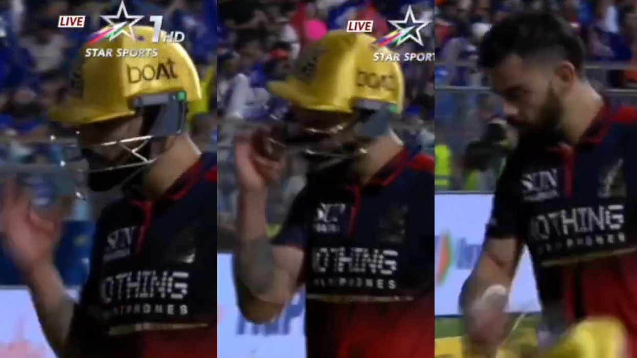 IPL 2026: WATCH- Virat Kohli throws his helmet near boundary after 38-ball 50-run knock in RCB v MI game