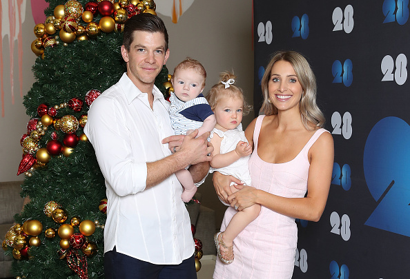 Tim Paine along with his children Milla and Charlie and his wife Bonnie Maggs | Getty Images