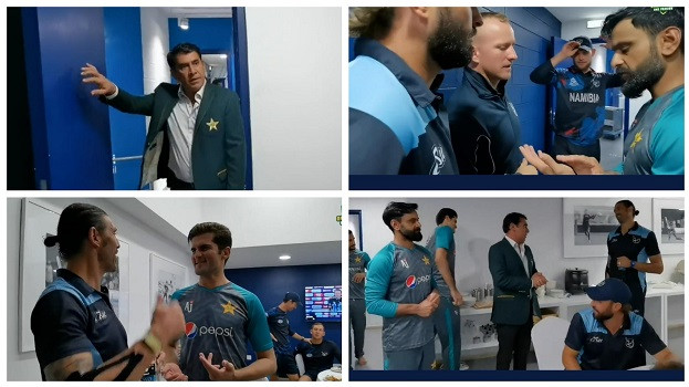 T20 World Cup 2021: WATCH – Pakistan team visits Namibia dressing room to compliment them on strong display