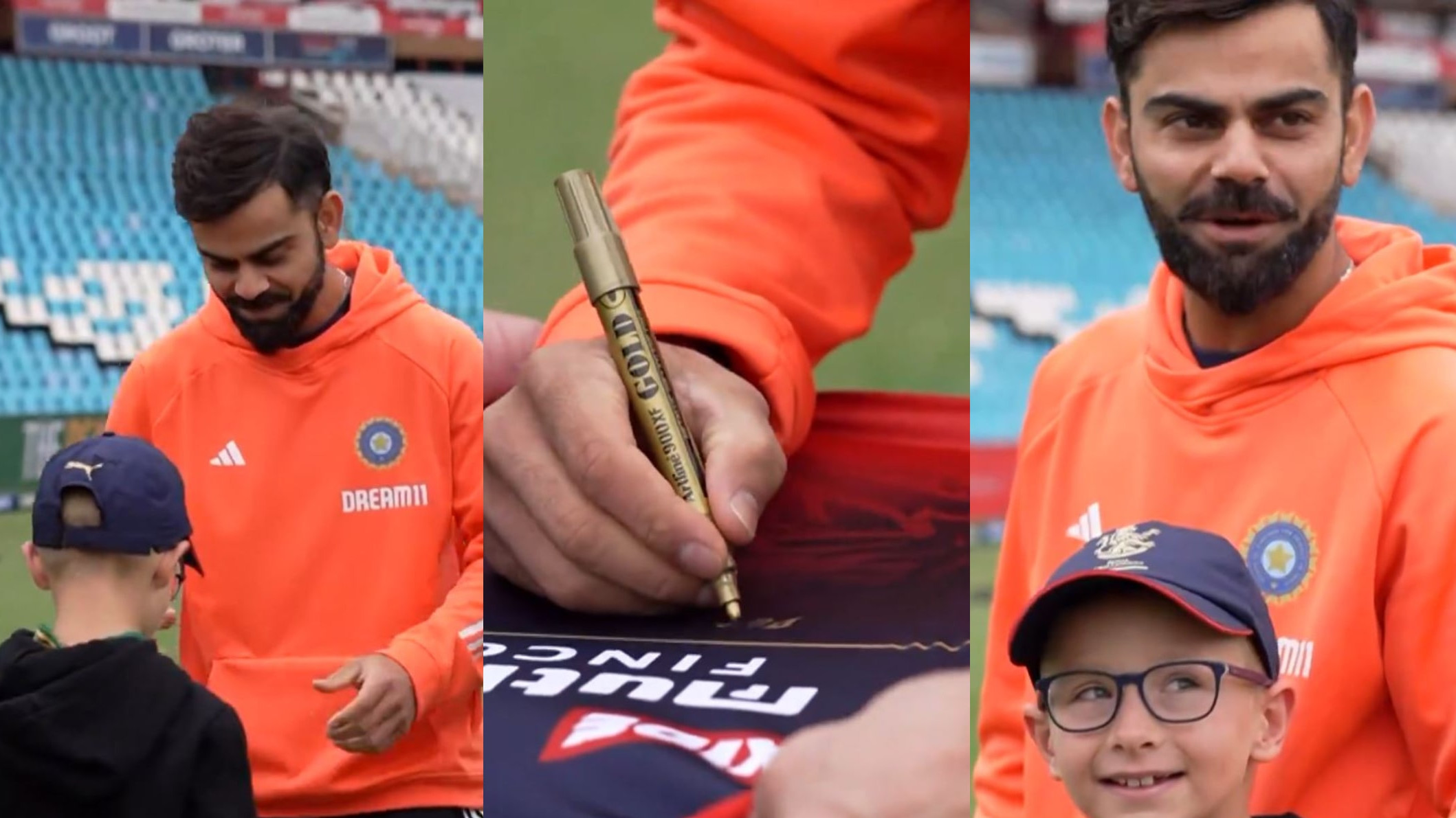 SA v IND 2023-24: WATCH- Virat Kohli signs a young fan’s RCB shirt and poses for a photo with him