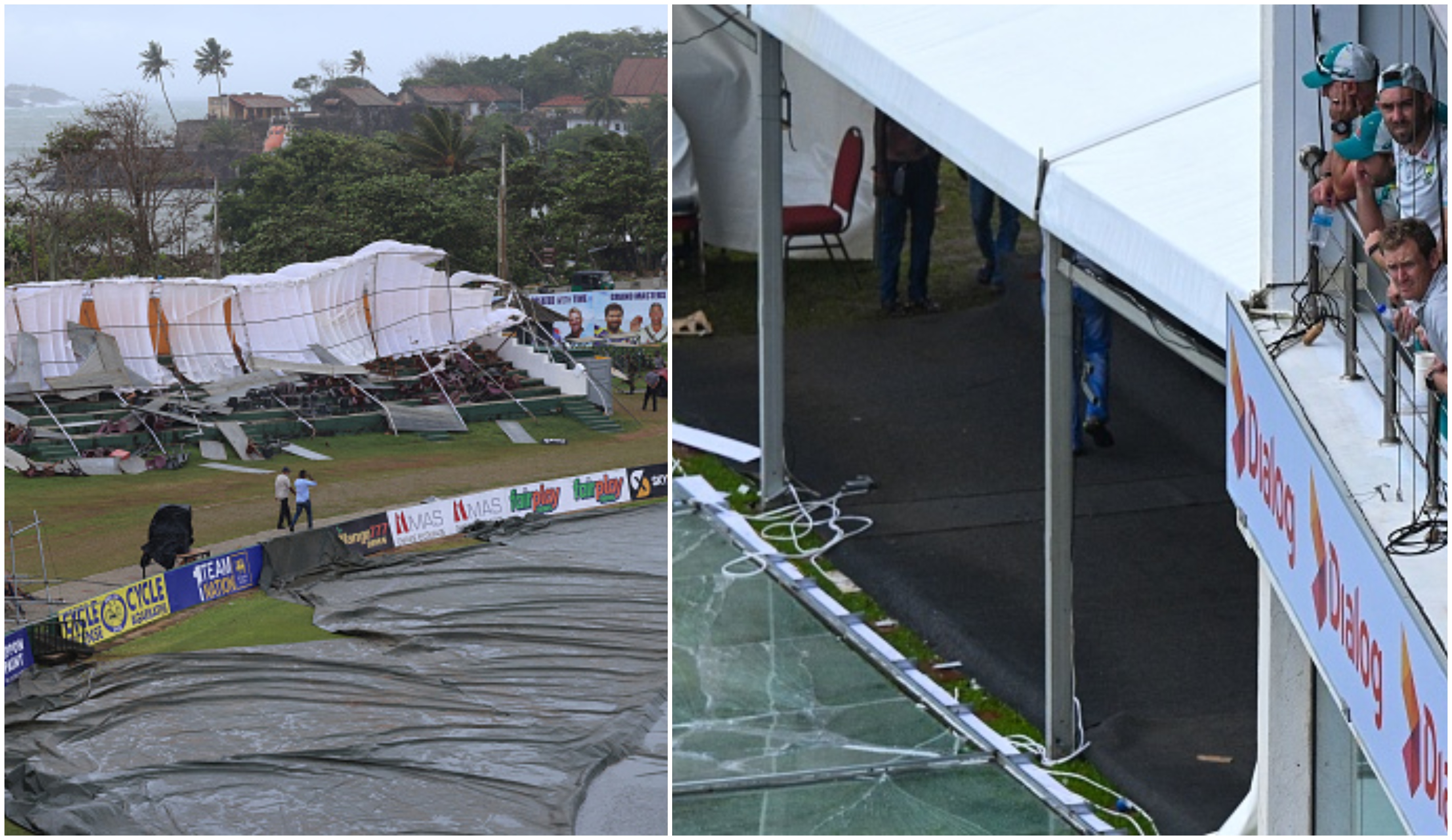 Heavy rain and strong winds caused destruction at Galle International Stadium | Getty