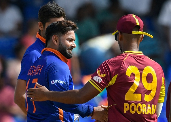 Nicholas Pooran congratulates Rishabh Pant after India won the match| Getty Images