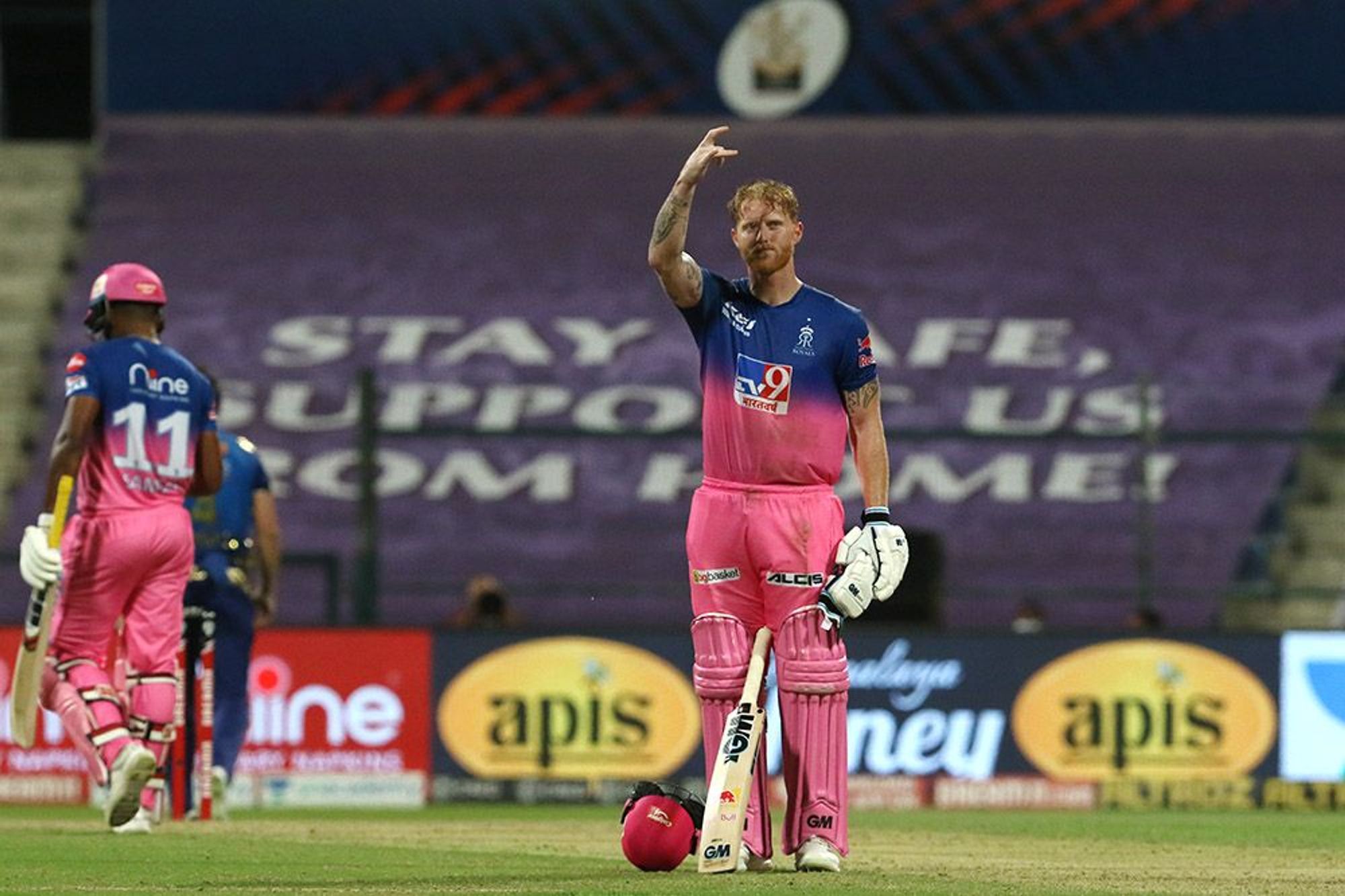 Ben Stokes scored 107* runs off 60 balls against MI in Abu Dhabi. (Photo - BCCI / IPL) 