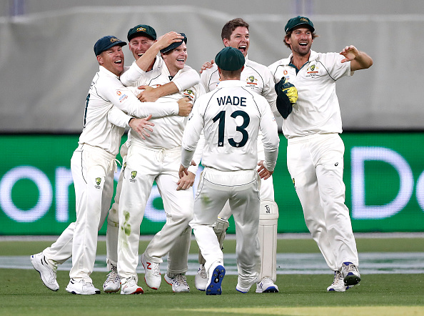 Australian players celebrating Williamson's wicket | Getty Images