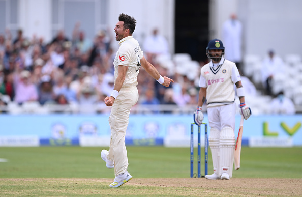 James Anderson celebrates the dismissal of Virat Kohli | Getty