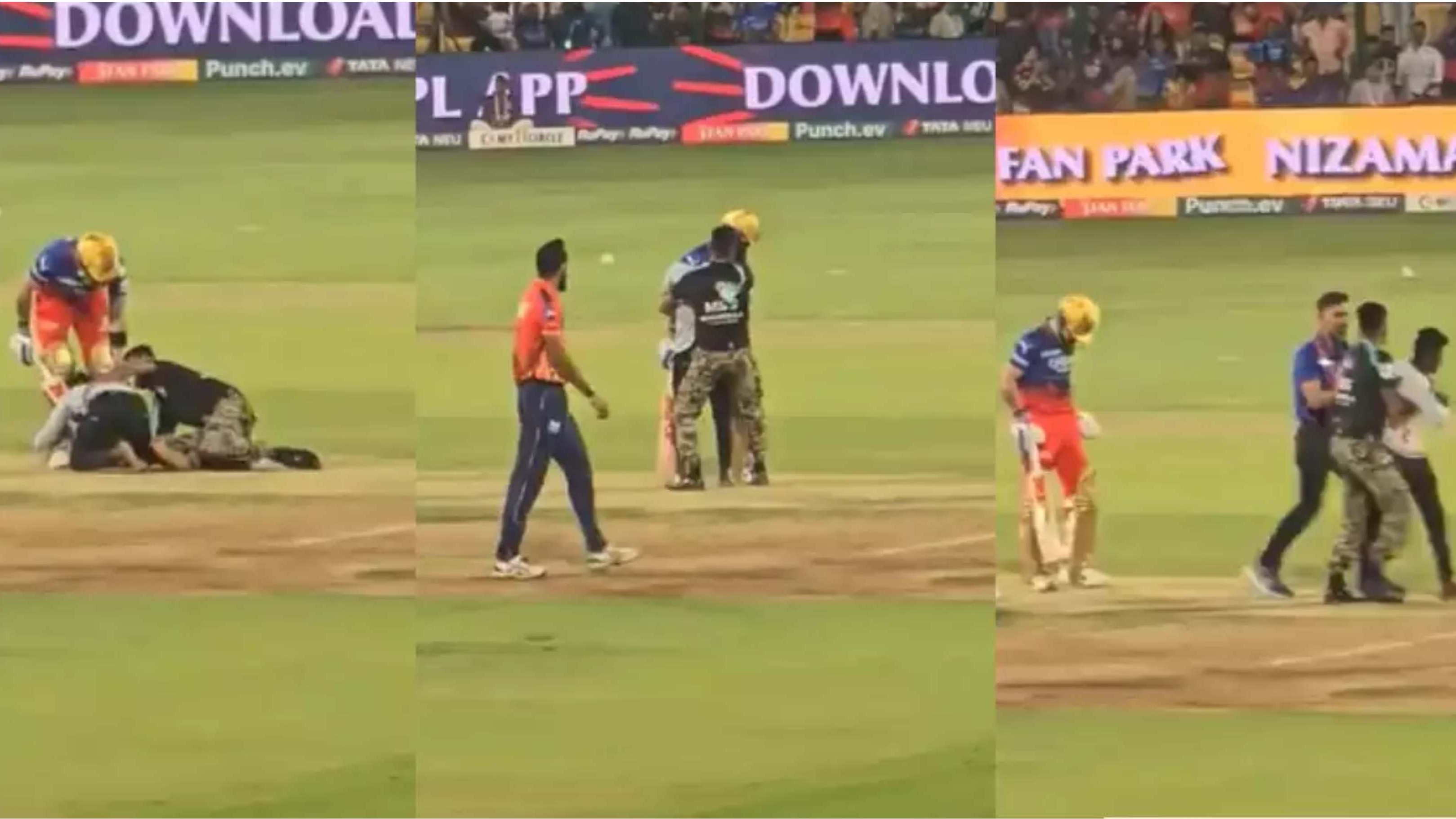 IPL 2024: WATCH - Fan breaches security to hug Virat Kohli and touch his feet during RCB vs PBKS clash