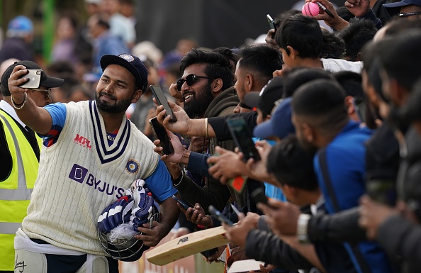 Rishabh Pant was seen clicking pictures with fans during the warm-up match | Getty