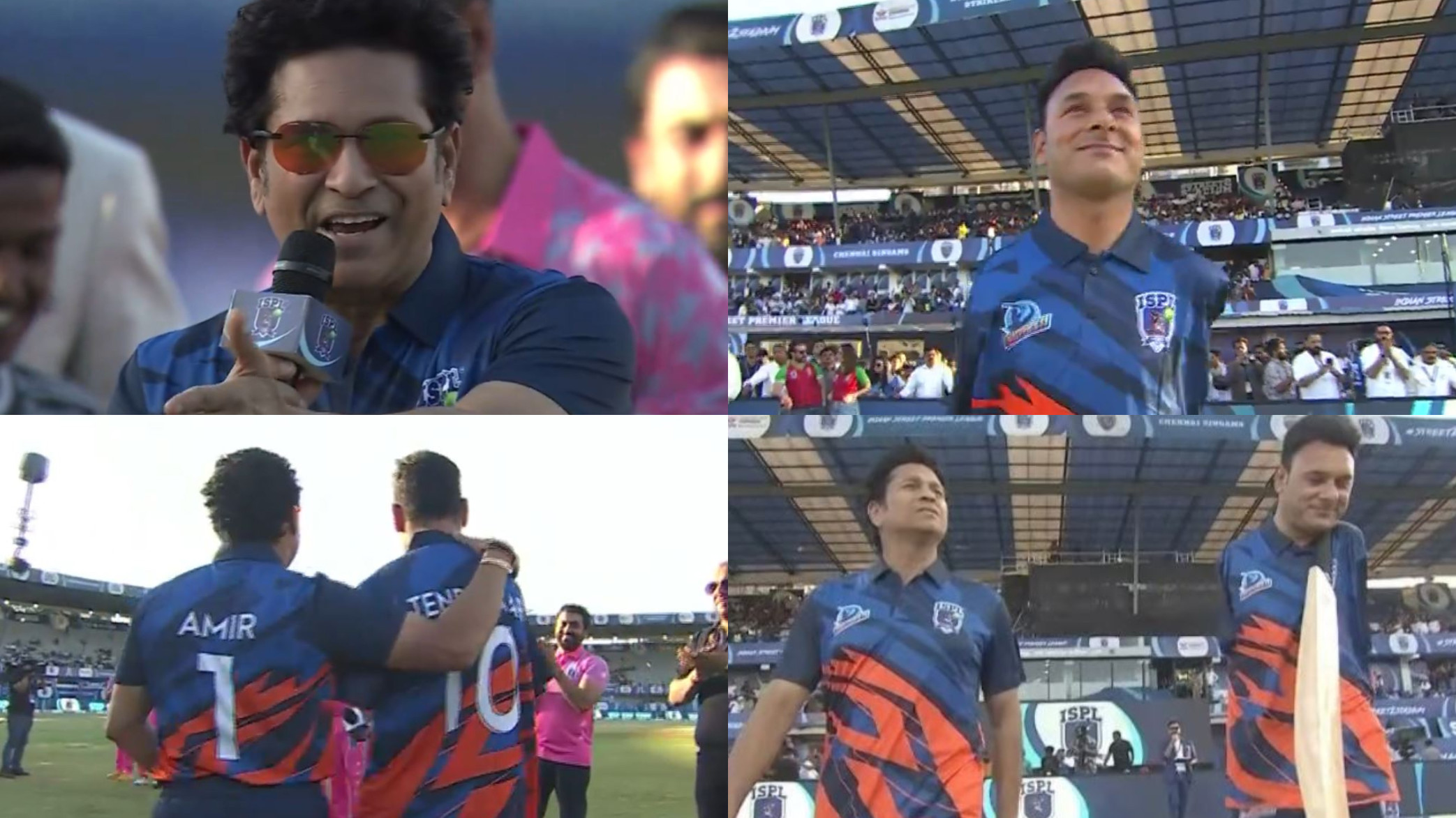 WATCH- Sachin Tendulkar bats with J&K’s para cricketer Amir Hussain Lone at ISPL inauguration