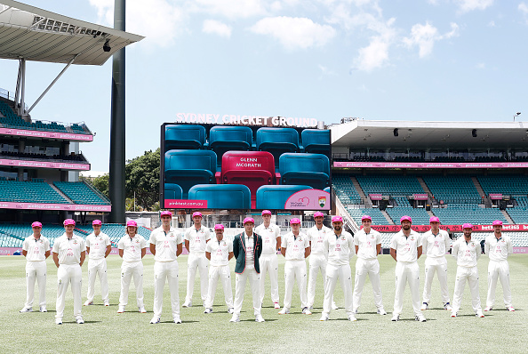 Australia pose for the Pink Test in Sydney | Getty