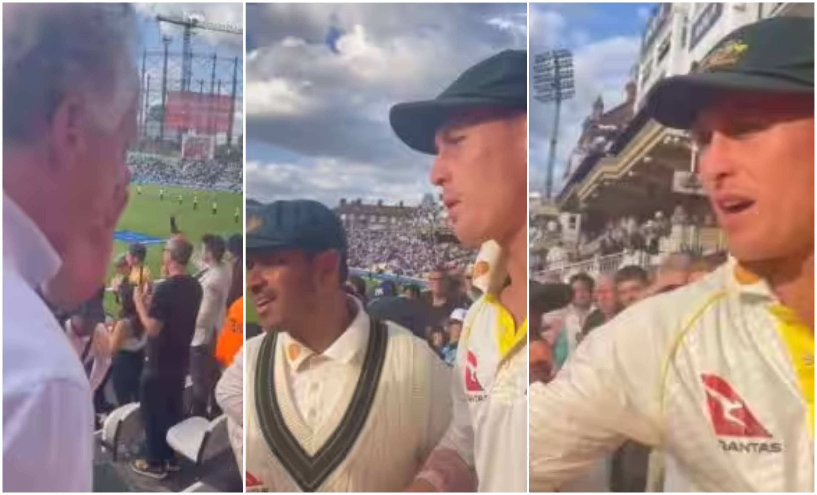 Usman Khawaja and Marnus Labuschagne confronting an English fan | Screengrab