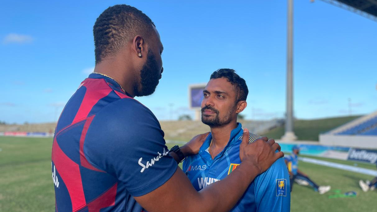 WI v SL 2021: Pollard and Gunathilaka 'have a chat' to sort out 'obstructing the field' matter