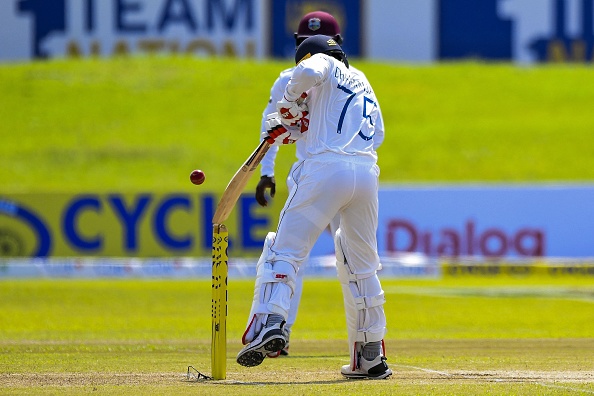 Dhananjaya de Silva got hit wicket trying to swat the ball away from stumps | Getty