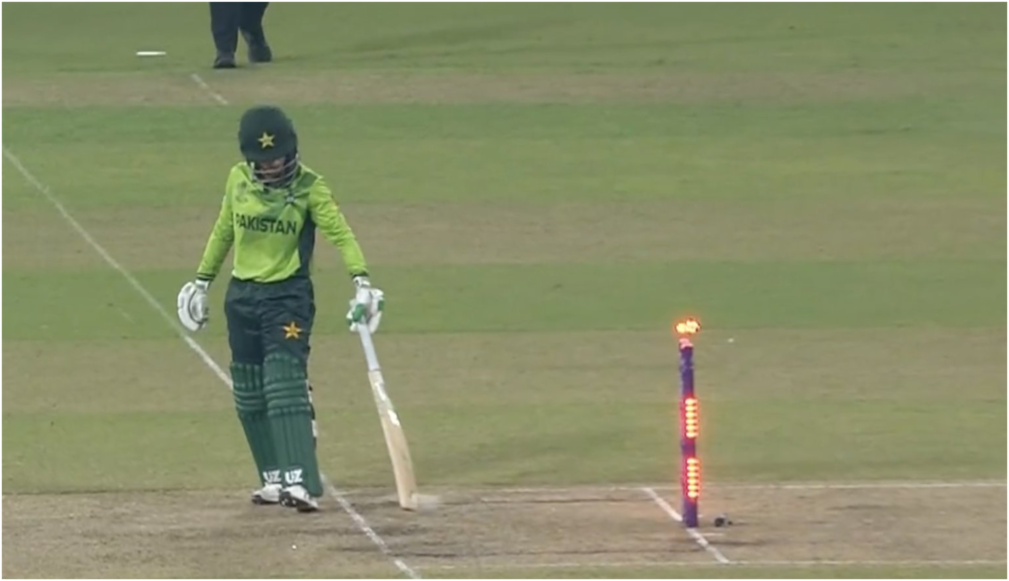 Muneeba Ali's bat was in the air when the ball hit the stumps | X