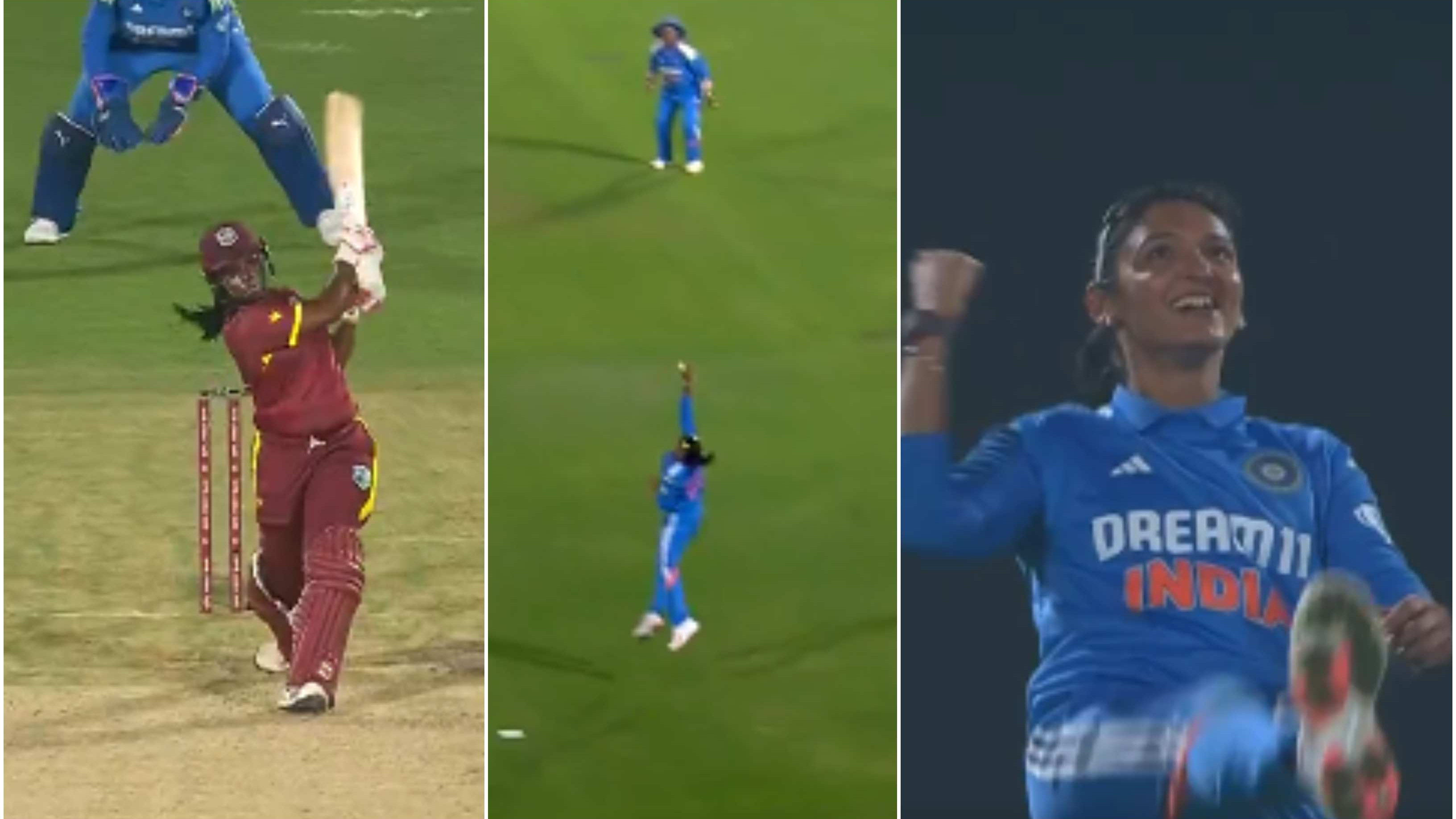 WATCH: Harmanpreet Kaur plucks a one-handed stunner at mid-on during first ODI against West Indies