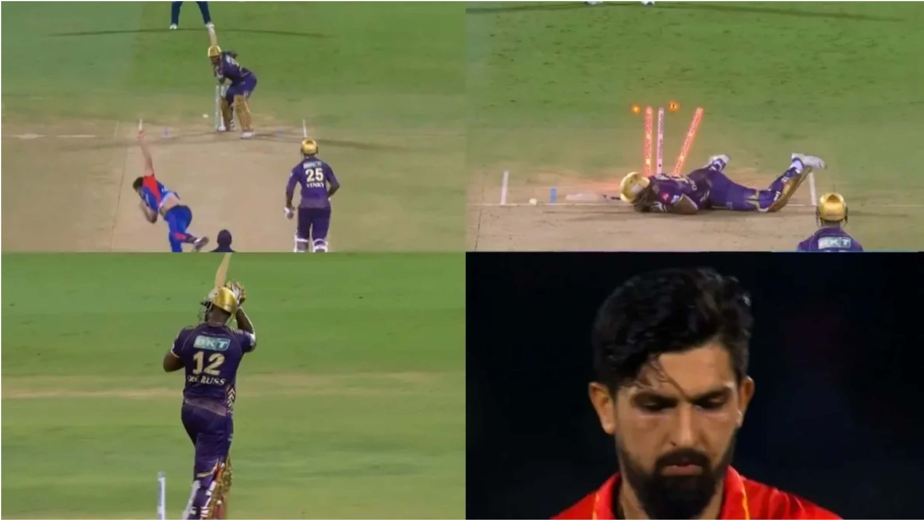 IPL 2024: WATCH - Andre Russell claps for Ishant Sharma after being knocked over by his toe-crushing yorker