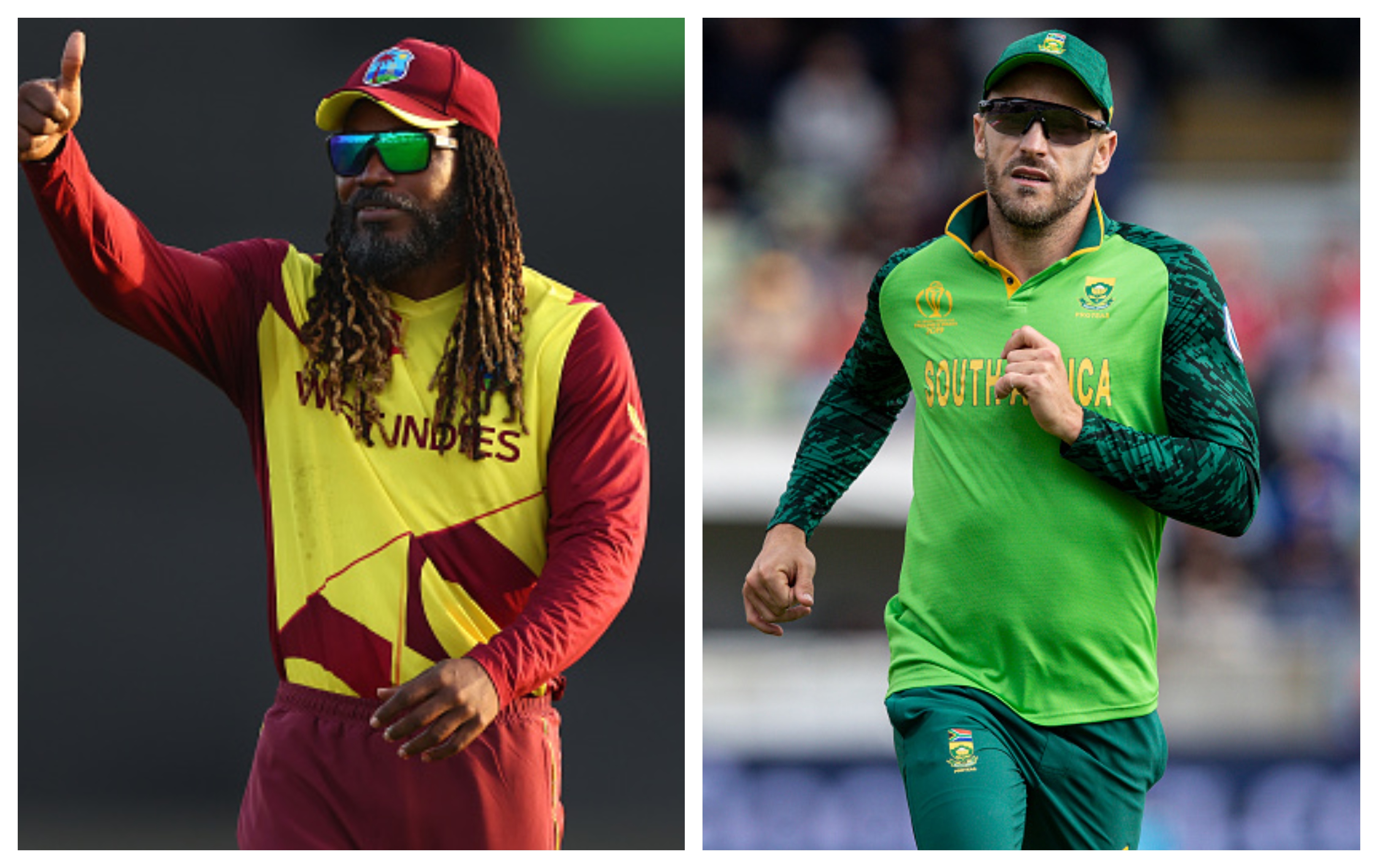 Chris Gayle and Faf du Plessis | Getty