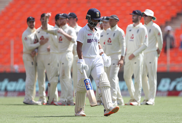 Ajinkya Rahane walks off after getting out to Anderson | Getty