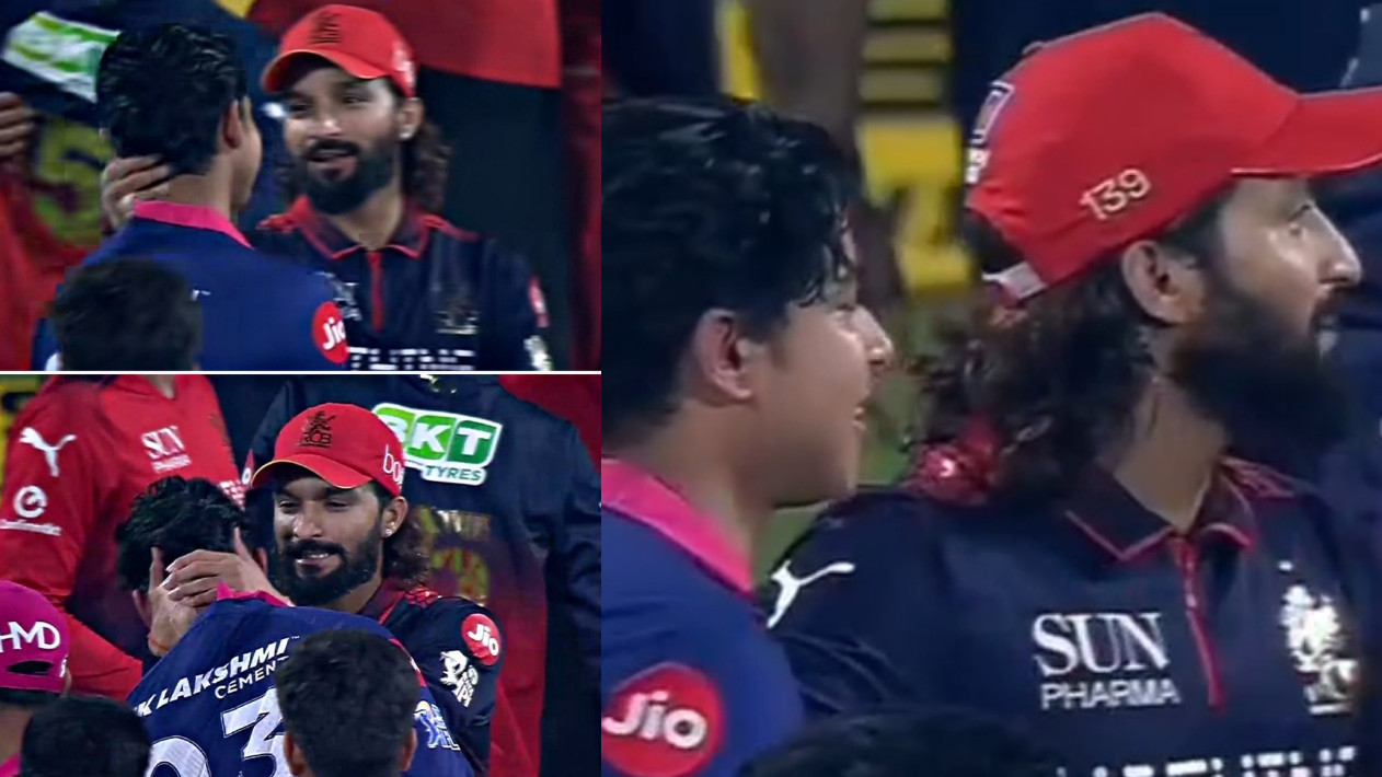 IPL 2026: WATCH- Rajat Patidar good-humoredly grabs Vaibhav Sooryavanshi by his neck after his exploits in RR v RCB game