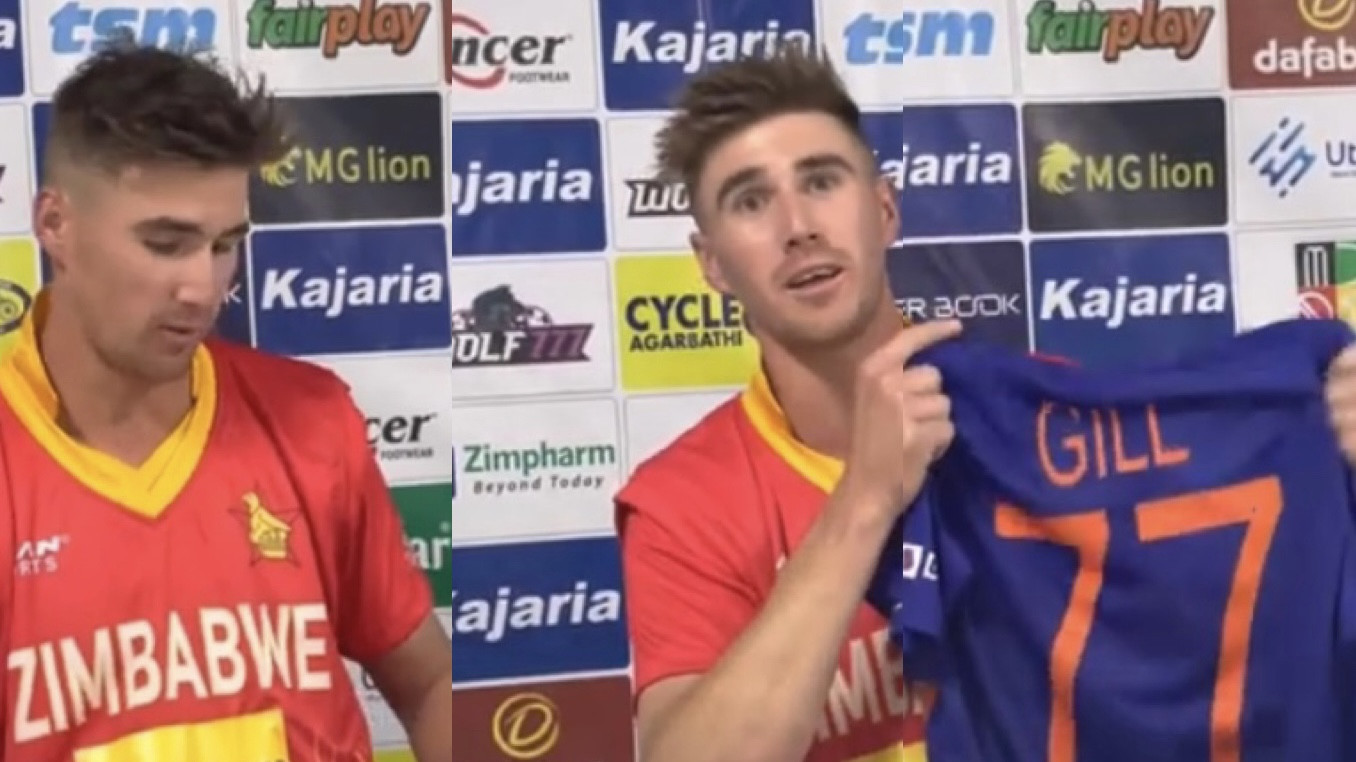 ZIM v IND 2022: WATCH - Brad Evans brings Gill's jersey with him in press conference; says he's a big fan of Indian opener