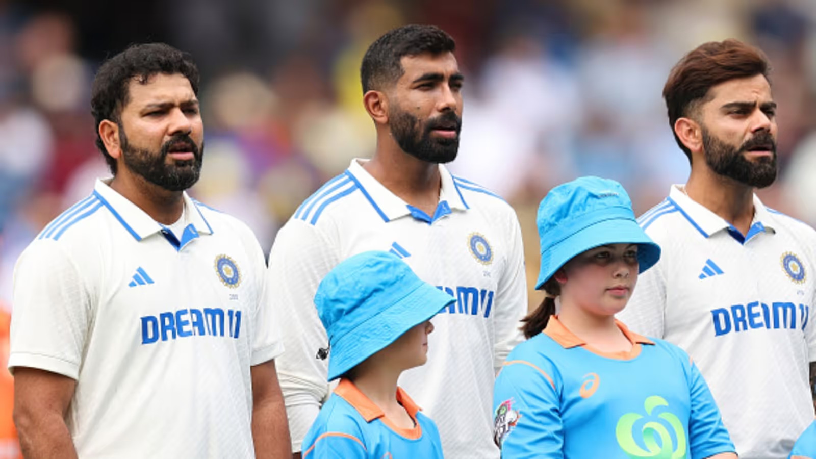 Rohit Sharma, Virat Kohli and Jasprit Bumrah | Getty