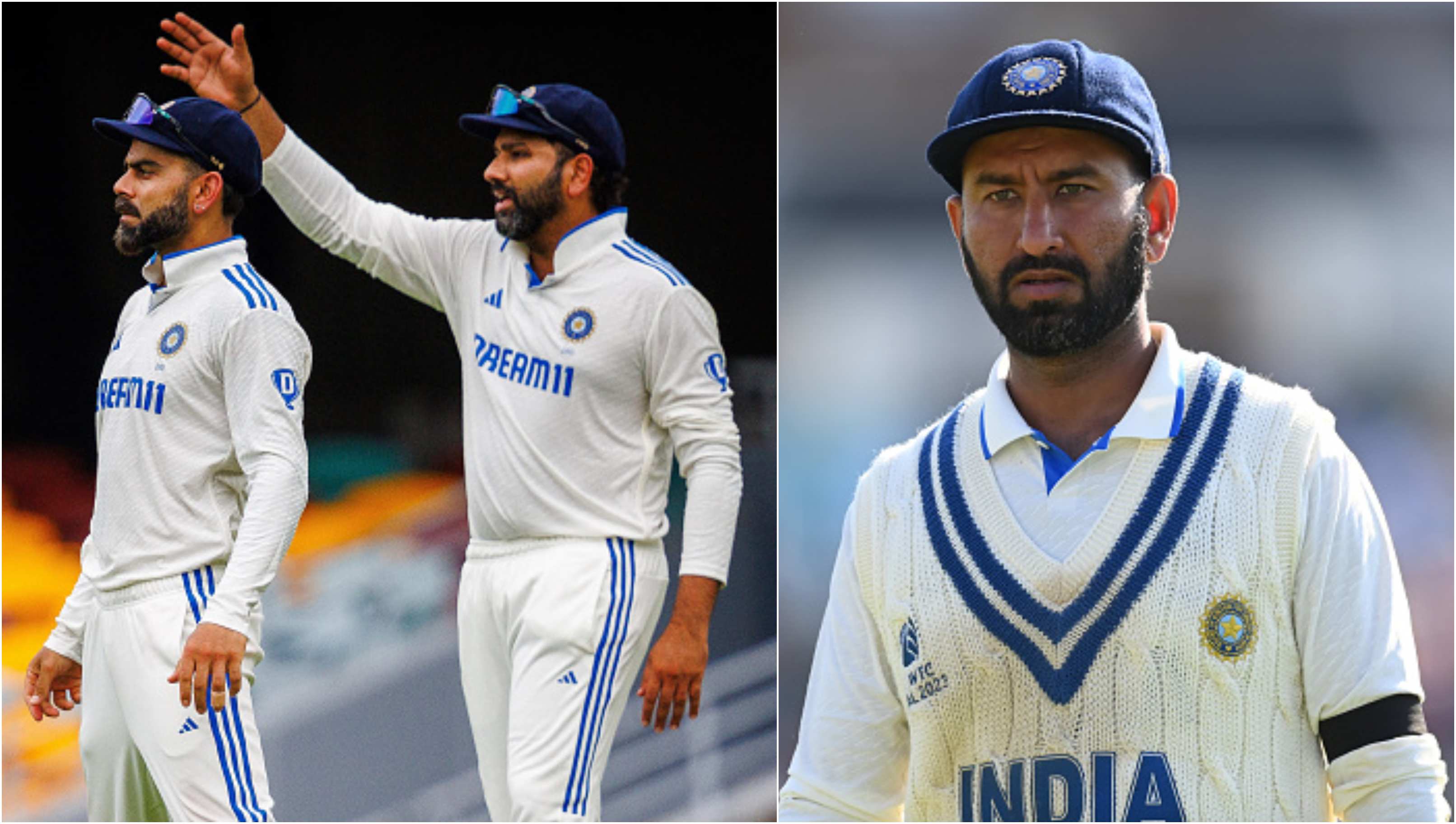 Virat Kohli, Rohit Sharma and Cheteshwar Pujara | Getty