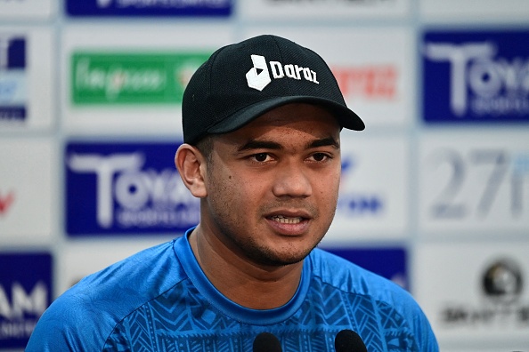 Taskin Ahmed addressing the media ahead of the Test series | Getty