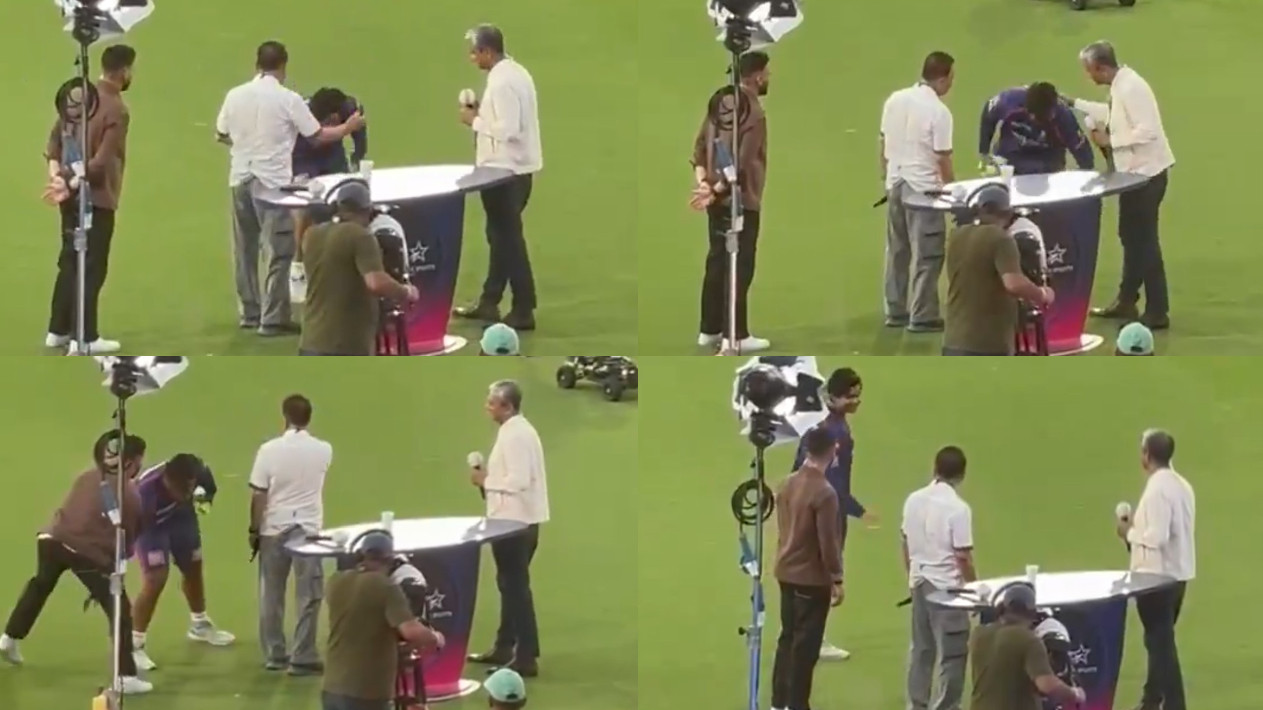 IPL 2026: WATCH- Vaibhav Sooryavanshi touches feet of Sunil Gavaskar and Sanjay Bangar; Jatin Sapru jumps to avoid the gesture
