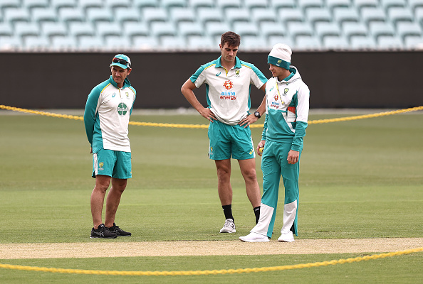 Justin Langer with Tim Paine and Pat Cummins | Getty Images