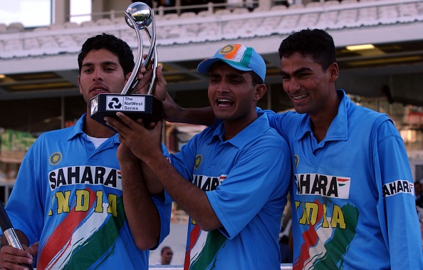 Sourav Ganguly with Yuvraj Singh and Mohammad Kaif with NatWest Trophy 2002 | Getty 