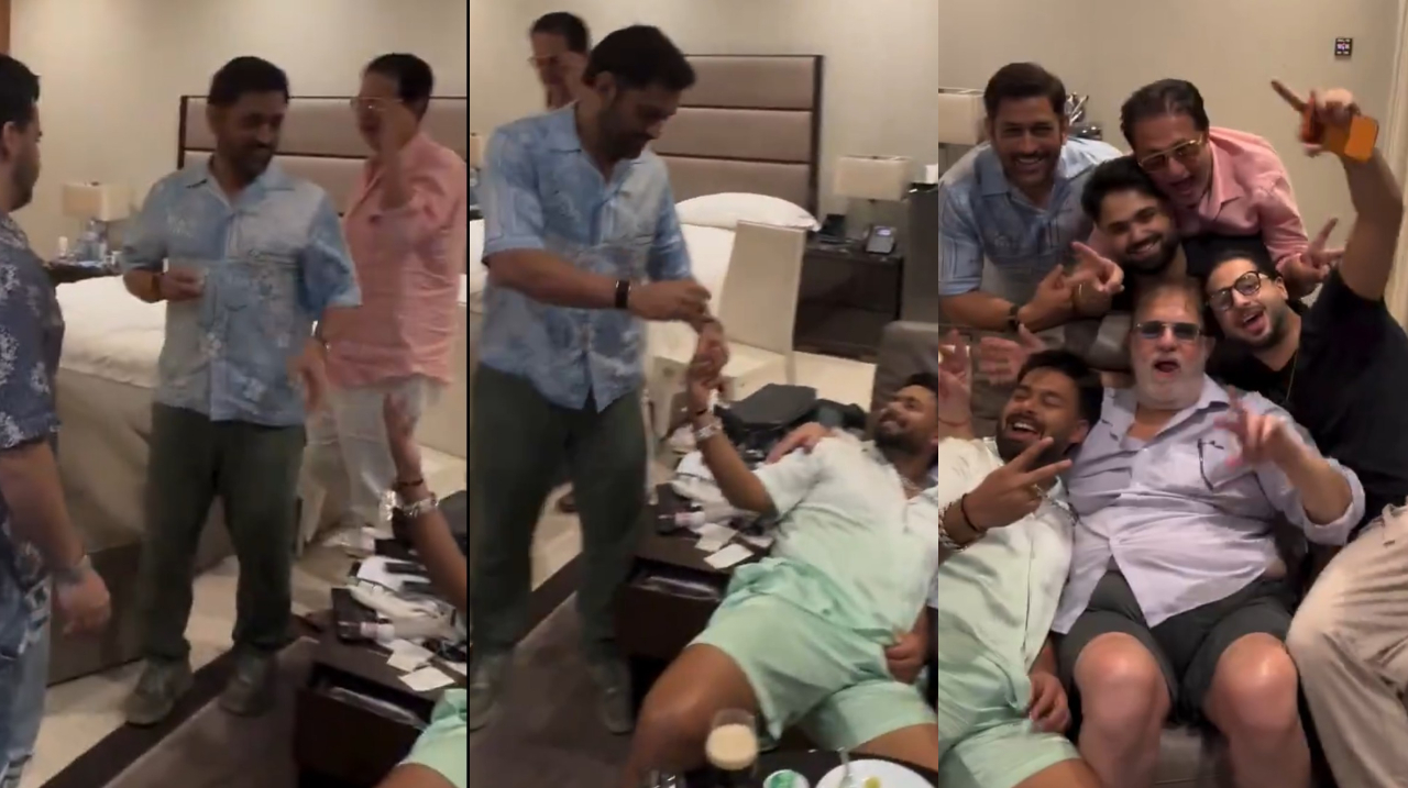 Rishabh Pant and MS Dhoni partying with friends | X
