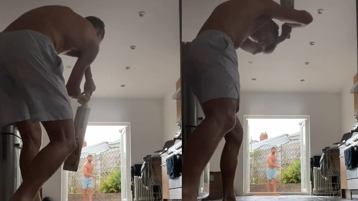 WATCH - Marnus Labuschagne practices in isolation with his buddy Michael Neser