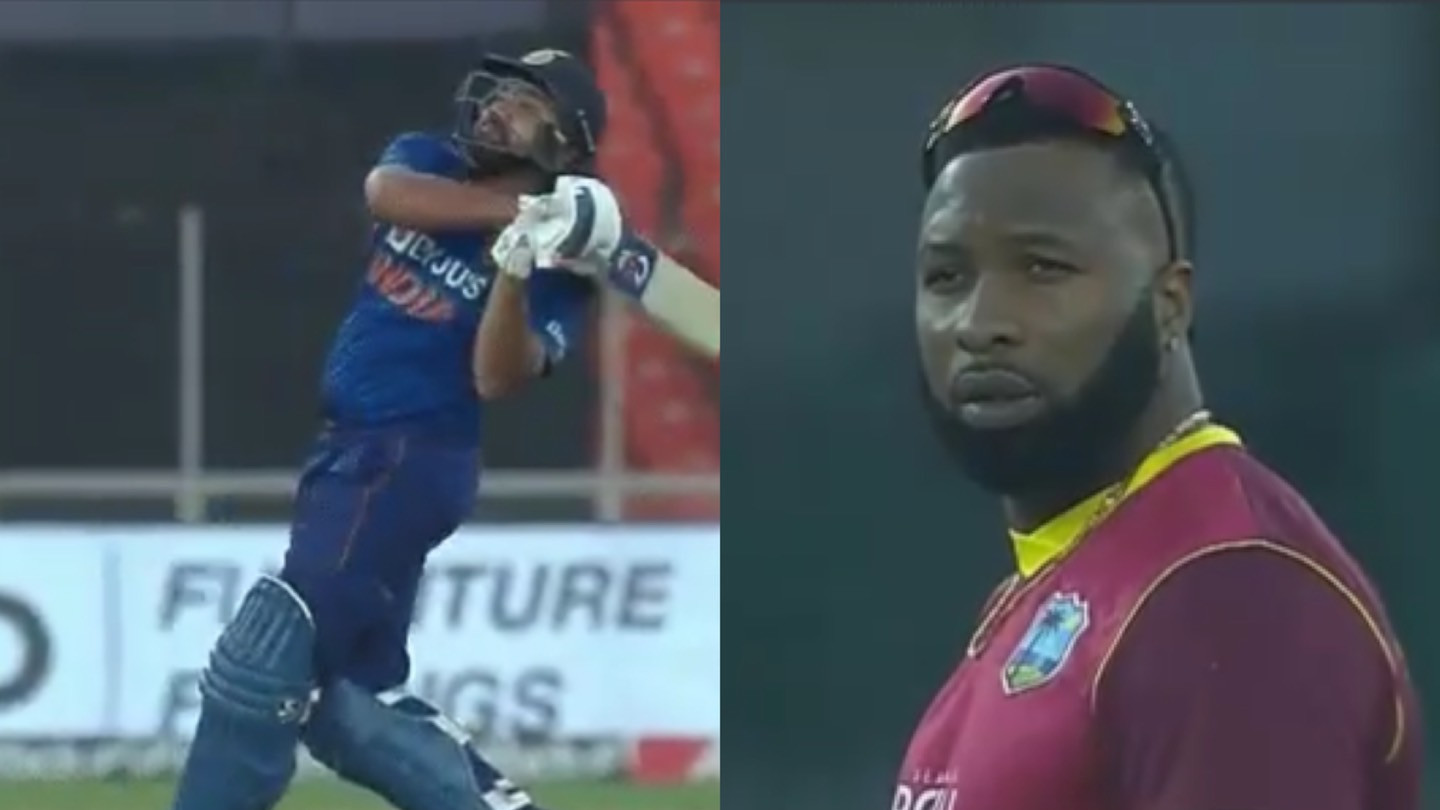 IND v WI 2022: WATCH - Rohit Sharma's trade-mark pull shot for six leaves Kieron Pollard stunned 