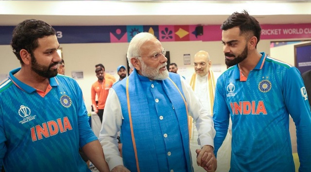 PM Modi with Rohit Sharma and Virat Kohli | X