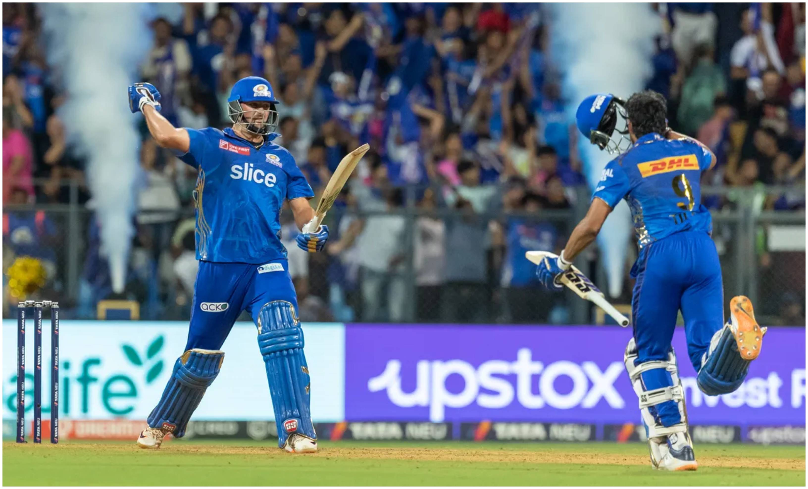 Tim David celebrates after taking MI over the line | BCCI-IPL