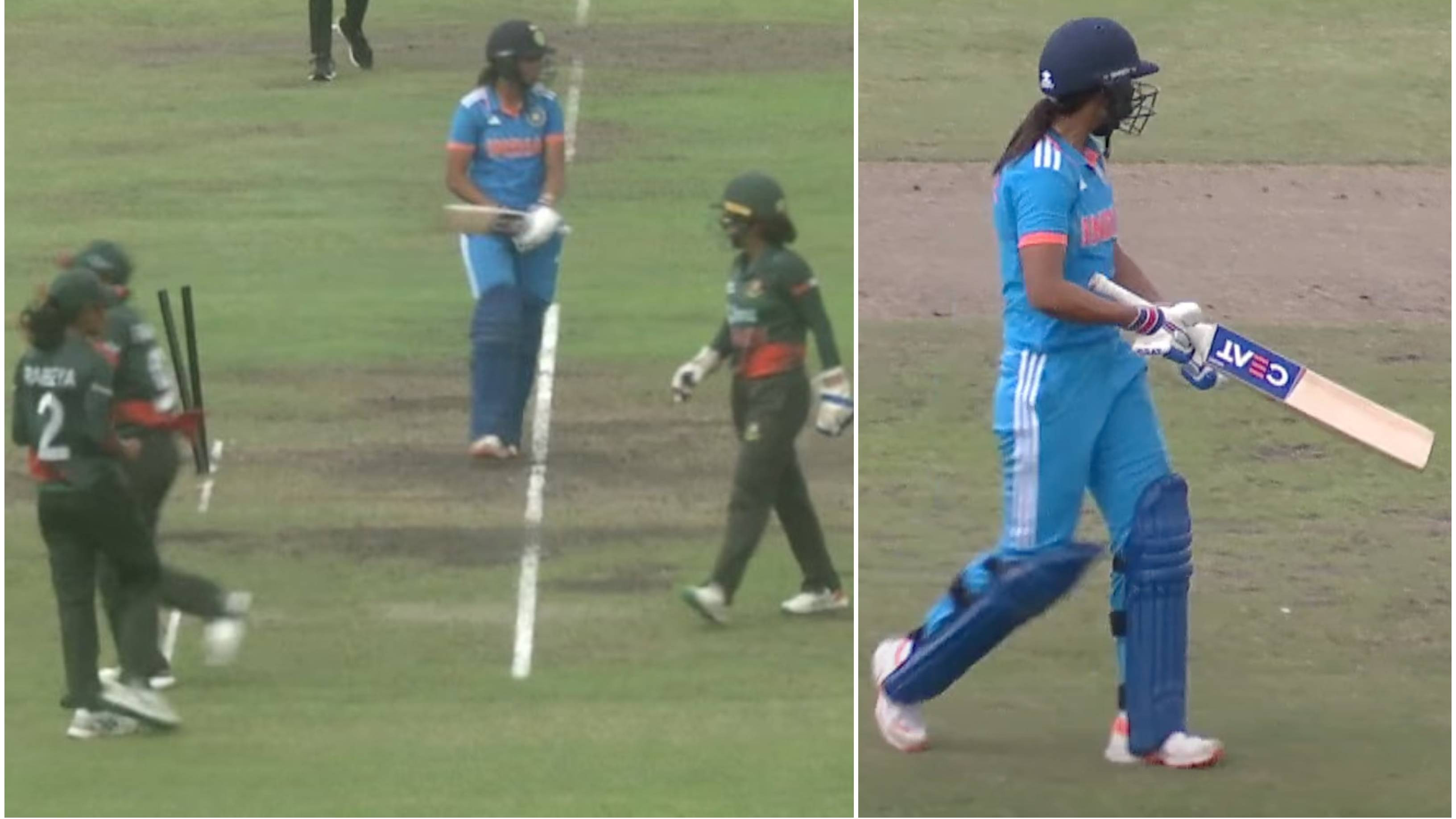 WATCH: Harmanpreet Kaur’s unruly on-field behaviour on the field after being given out LBW during 3rd WODI vs Bangladesh