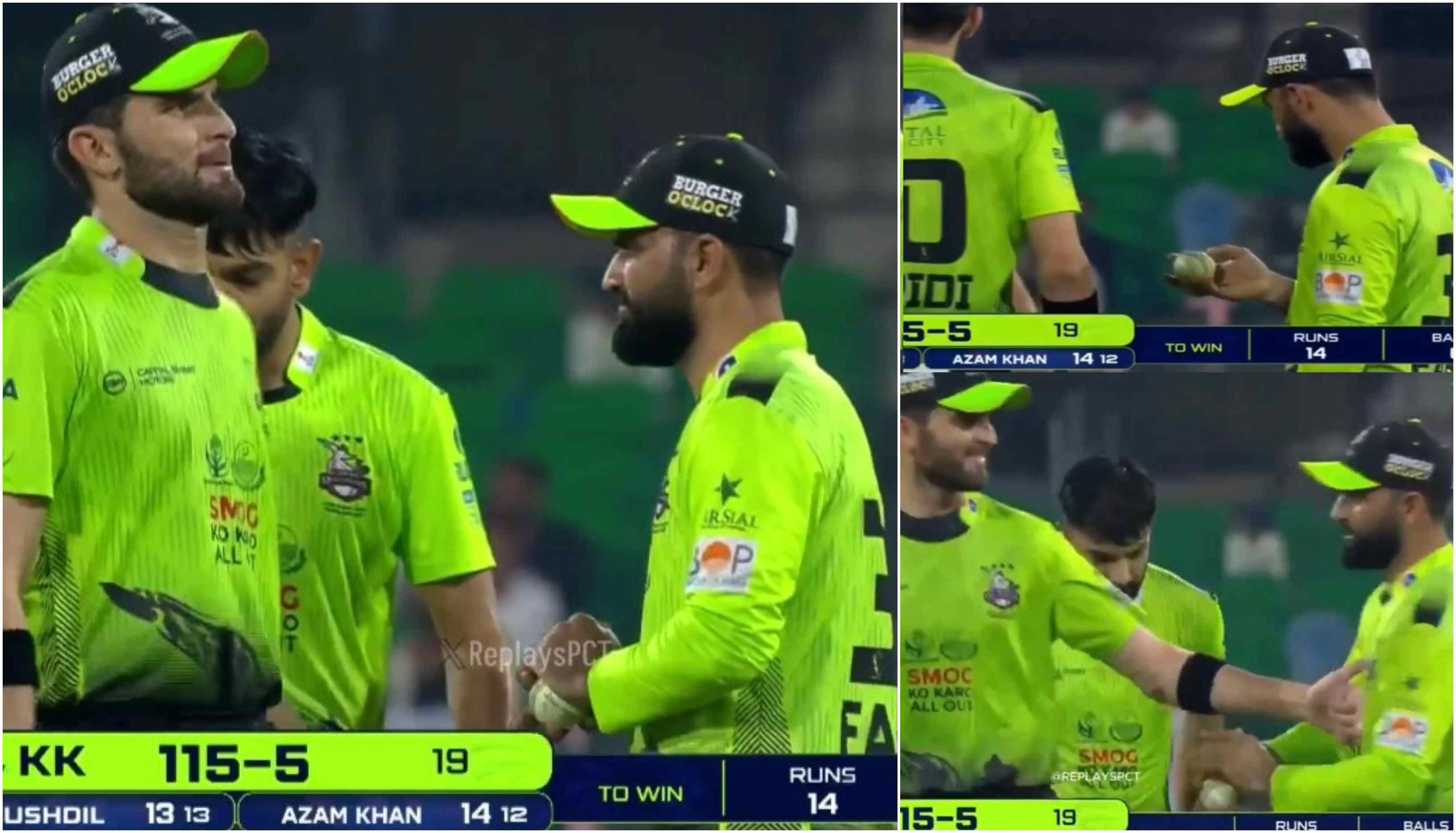 Lahore players were caught handling the ball | Screengrabs
