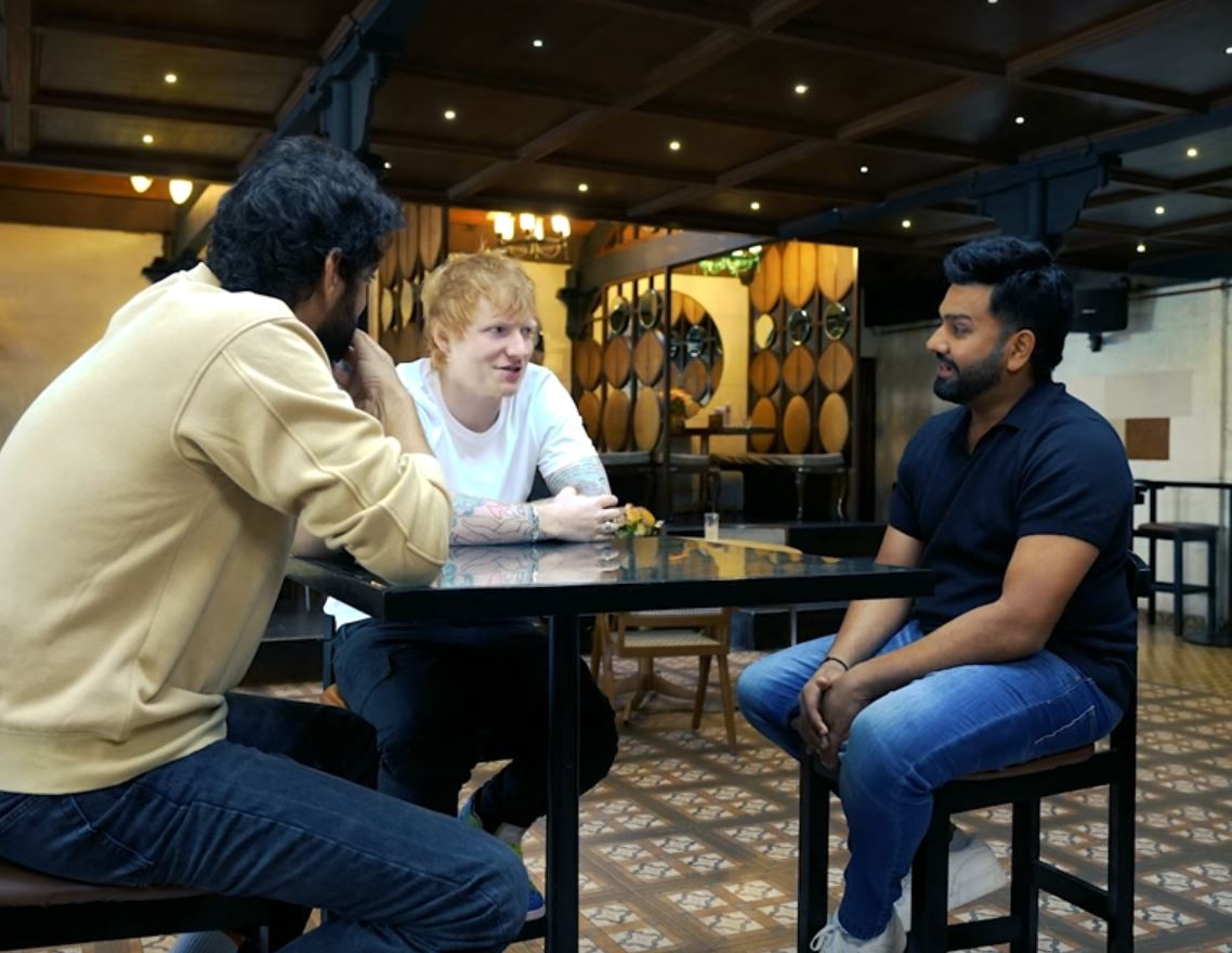 Rohit Sharma with Ed Sheeran and Gaurav Kapur | YouTube Screengrab