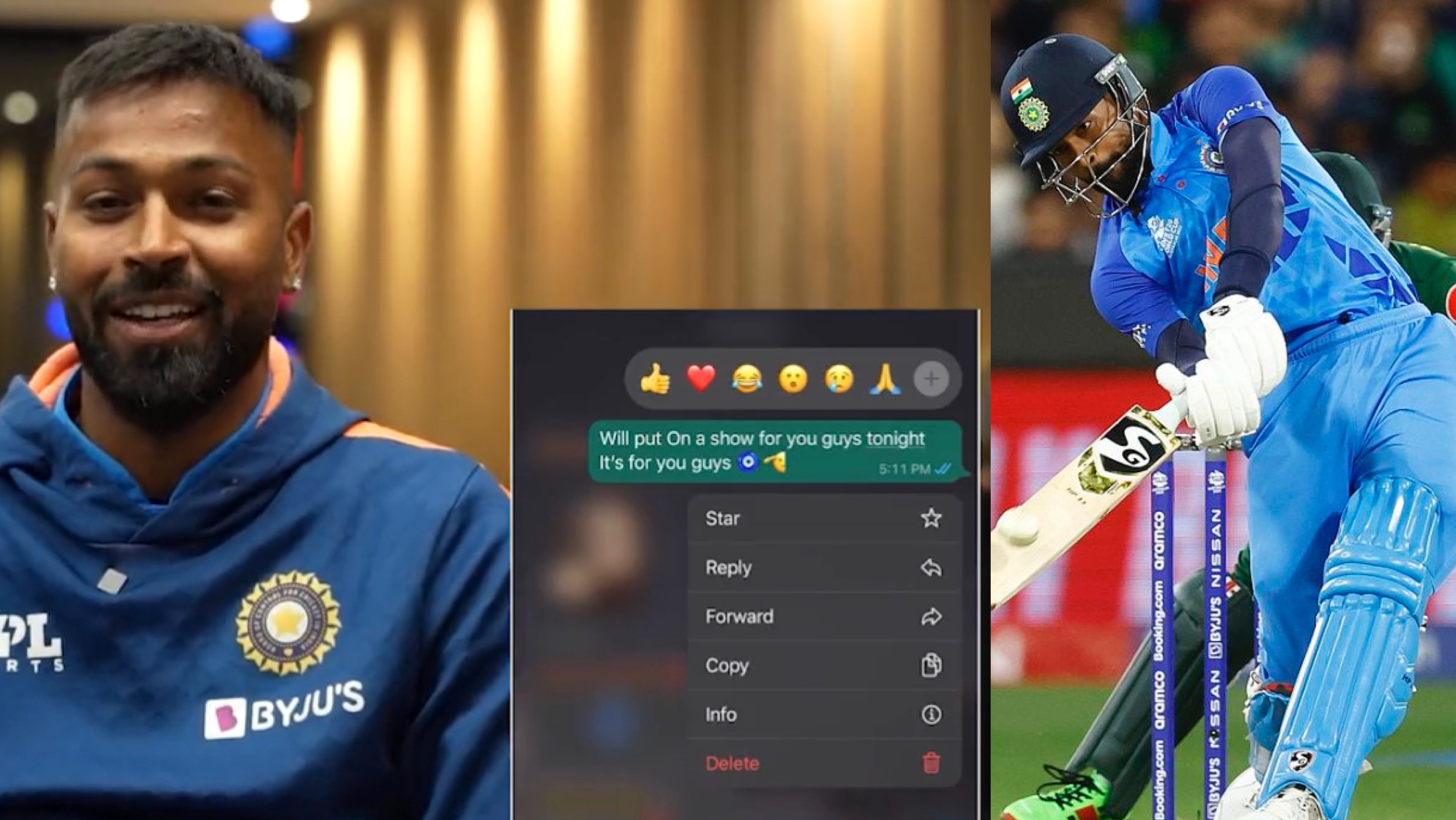 T20 World Cup 2022: WATCH - Hardik Pandya opens up on his message to family ahead of IND v PAK clash