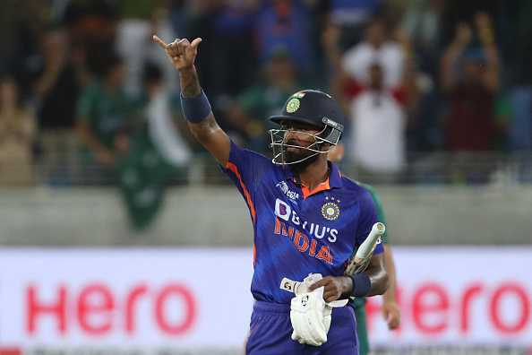 Hardik Pandya won the Player of Match for his 3/25 and 33* against Pakistan | Getty