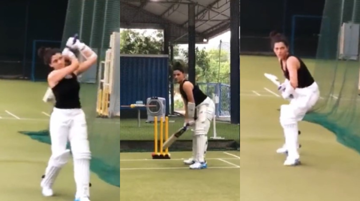Saiyami Kher showed her batting skills | Twitter screengrab