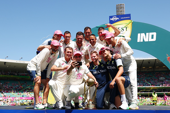 Australian team posing with the BGT | Getty