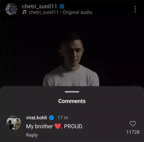 Virat Kohli's message on Sunil Chhetri's retirement message