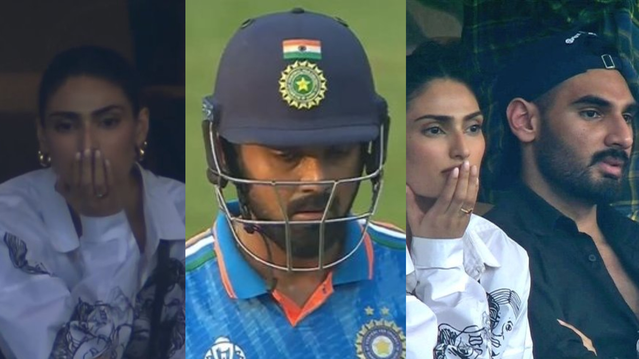 CWC 2023: WATCH- KL Rahul falls for 21 runs; Athiya Shetty left disappointed, Ahan Shetty sighs