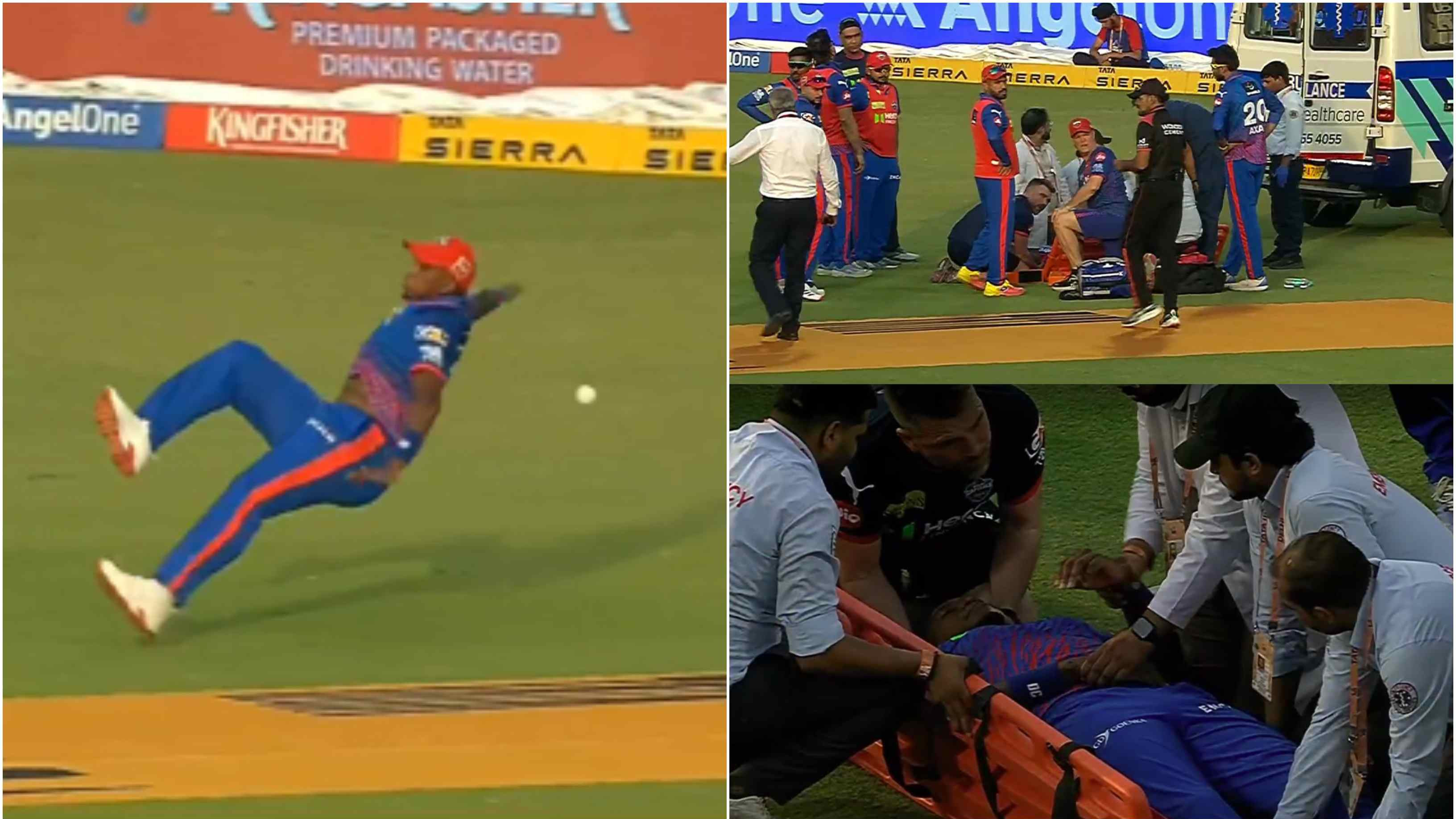 IPL 2026: WATCH - Lungi Ngidi suffers severe head injury during DC vs PBKS clash; stretchered off the field in ambulance