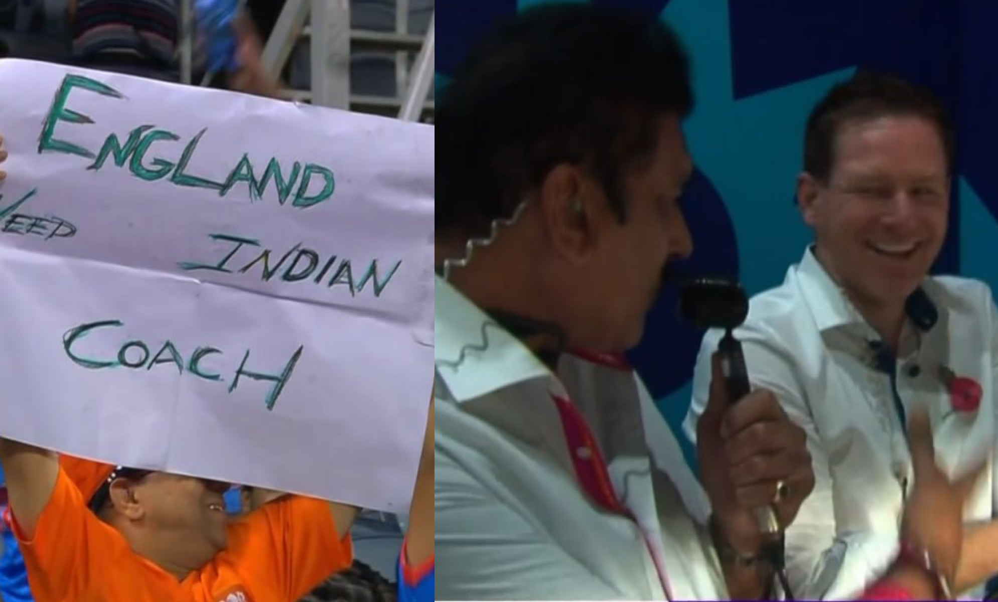 A fan poster leads to funny banter between Morgan and Shastri | X