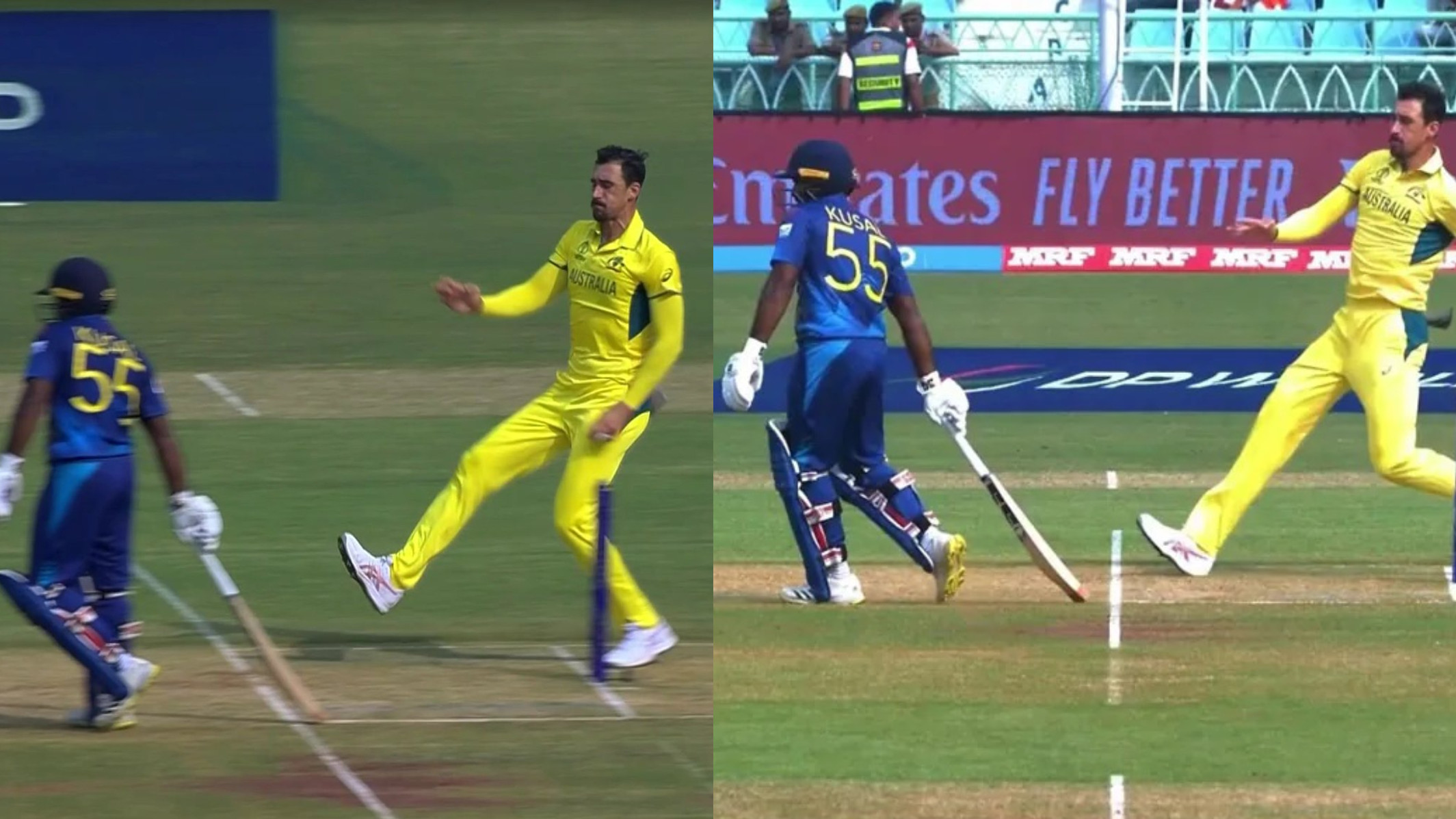 CWC 2023: WATCH- Mitchell Starc twice warns Kusal Perera for leaving crease early at non-striker's end